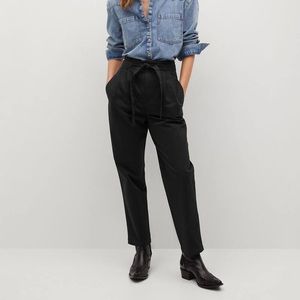 Mango Cotton pleaded pants size 6 black color straight fit cotton fabric